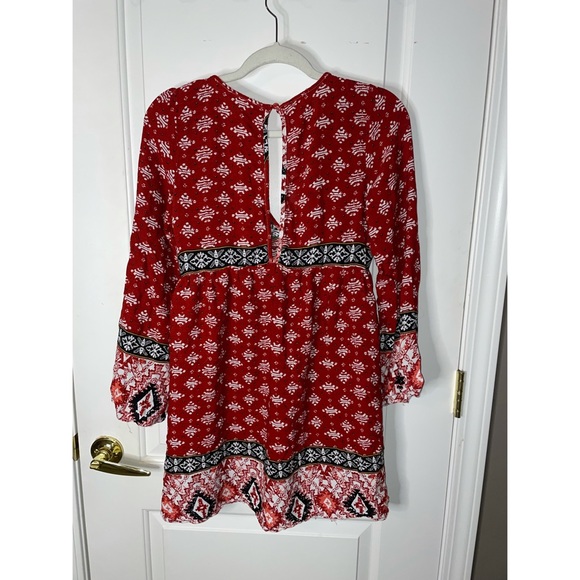 Kidsform Women Boho Dress Floral Printed Deep V-Neck Summer Mini Dress - Size L - Picture 4 of 4